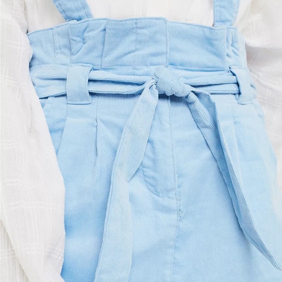 🎆 Urban Outfitters Paperbag Overall Skirt Corduroy Blue XS meadow cottage core - Picture 4 of 11